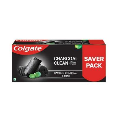 Colgate-Palmolive, Colgate Charcoal Clean Toothpaste, Black Gel Toothpaste, Bamboo Charcoal and Wintergreen Mint for Clean Mouth (Saver Pack Of 2) 120 gm - Toothpaste