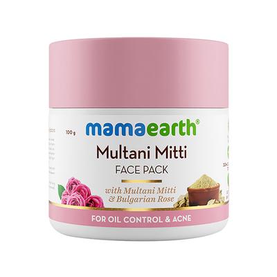 Mamaearth Multani Mitti Face Pack with Multani Mitti and Bulgarian Rose for Oil Control and Acne - Suits All Skin Types, 100gm - Face Packs