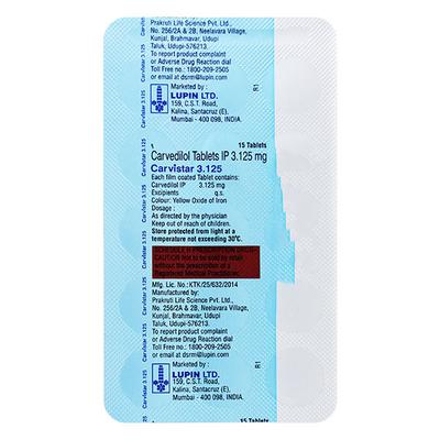 CARVISTAR 3.125 Tablet 15's - Hypertension-Bet