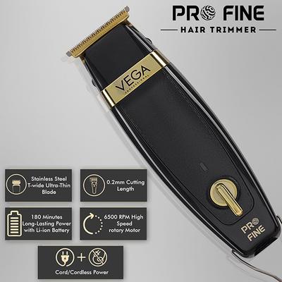 VEGA Professional Pro Fine Hair Trimmer for Salon and Home Use with 300 Mins Runtime, (VPMHT-05) 1's - Trimmers