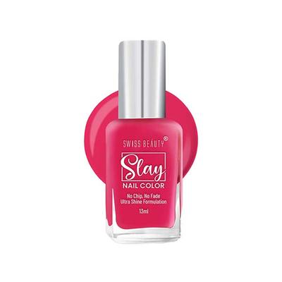 Swiss Beauty Slay Nail Color, Shade - Fuchsia Pink 13 gm - Nail Polish