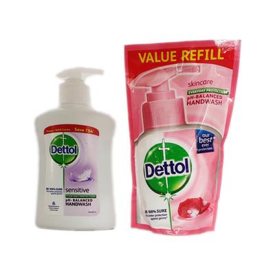 Dettol Handwash Combo Pack (Sensitive 200 ml + Skincare Refill 175 ml) - Hand Wash & Soaps