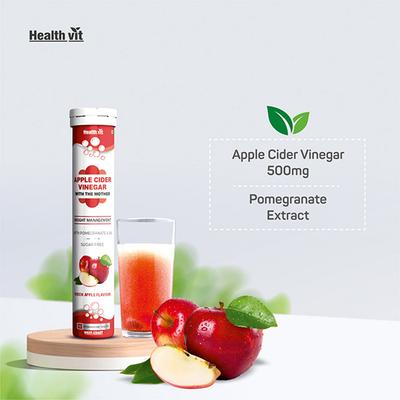 Healthvit Apple Cider Vinegar Sugar Free Effervescent Tablet - Green Apple Flavour 10's - Apple Cider Vinegar - Acv