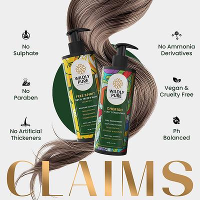Wildly Pure Curly Shampoo & Conditioner Combo for Dry, Frizzy Hair with Omega 9, 6 & 3 and Vitamin E 300 ml - Shampoos