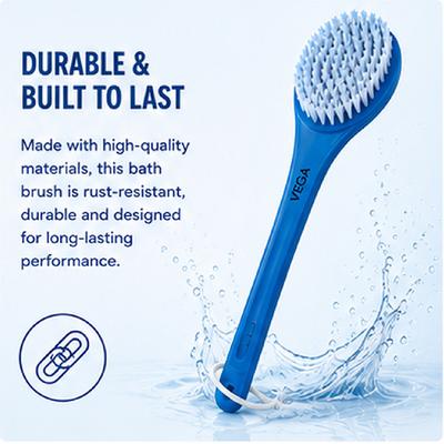 Vega Long Handle Bristle Bath Brush For Men & Women, Body Scrubber Brush For Removing Dead Skin (Ba-1/7) - Loofahs & Sponges