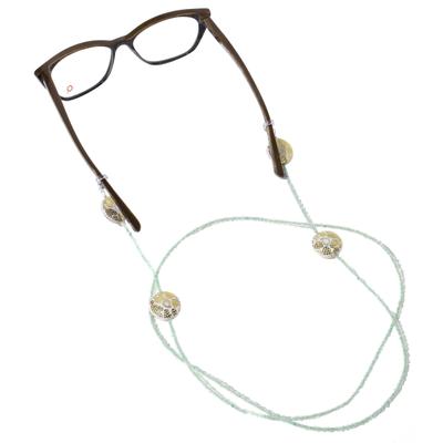 Modisch Green Beads With White Circle Stones With Golden Print Sunglasses Chain (JC-1402-Green) 1's - Wearables Sunglasses