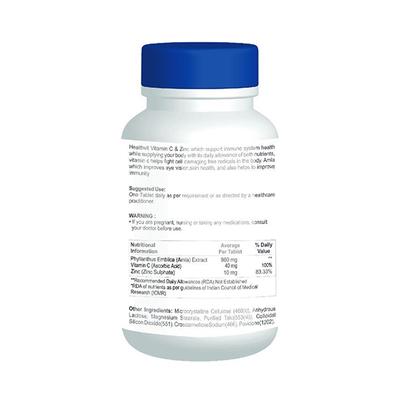 Healthvit C-Vitan-N Plant Based Natural Vitamin C with Zinc Tablet 60's - Vitamin C