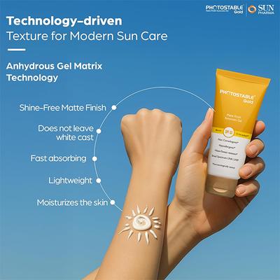 Photostable Gold SPF 55 PA +++ Matte Finish Sunscreen Gel 50gm - Sunscreen Preparations-Emo