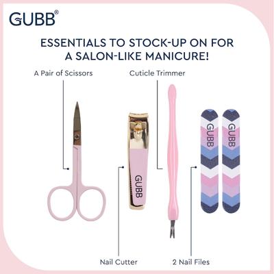 GUBB Manicure Kit with Organizer Bag - Nail Clipper, Scissor, Cuticle Trimmer & 2 Nail Filer 1's - Manicure & Pedicure Kits