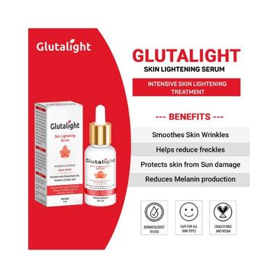 Glutalight Glutathione, Vitamin C, Kojic Acid Skin Lightening, Brightening Serum 30 ml - Face Serum