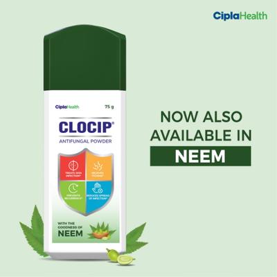 Clocip AntiFungal Dusting Powder - Neem 75 g - Itching/Rashes