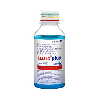 ZEDEX PLUS SUGAR FREE MIX FRUIT FLAVOUR COLD RELIEF Syrup 100ml - Cough And Cold-Cou