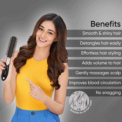Vega Round Hair Brush for Men and Women, Reduces Snags, Detangle and Tangles (E34-RB) 65 gm - Hair Brushes