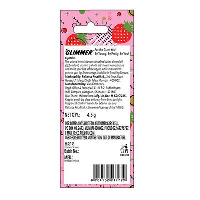 GLIMMER LIP BALM STAWBERRY 4.5 gm (N) - Lip Balms