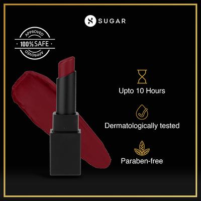 SUGAR Cosmetics Nothing Else Matter Longwear Lipstick - 16 Cloud Wine (Burgundy Red Berry) 3.2 gm - Lipsticks