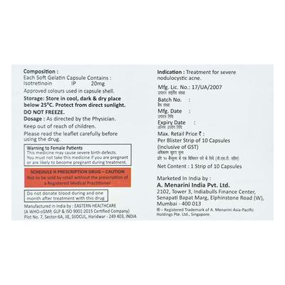ISO Aret 20mg Softgel 10'S - Acne-Acn