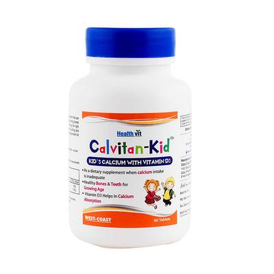 HealthVit Calvitan-KID Kid's Calcium 150mg, Vitamin D3 30IU- Tablets 60's - Multi-Vitamins