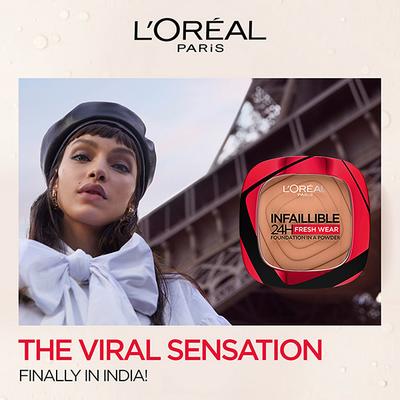 L'Oreal Paris Infallible 24H Fresh Wear Foundation In A Powder, 180 Neutral Neutre 9 gm - Compact Powder