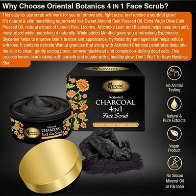 Oriental Botanics Activated Charcoal 4 In 1 Face Scrub 100 gm - Face Scrubs