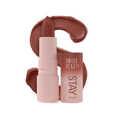 Swiss Beauty Stay All Day Lipstick ,12-Hrs Stay, Matte Finish with Vitamin E & Shea Butter -9 Quirky 4 gm - Lipsticks