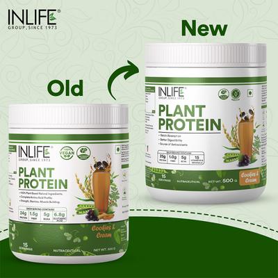 Inlife Plant Protein Powder - Cookies & Cream 500 gm - Protein Drink