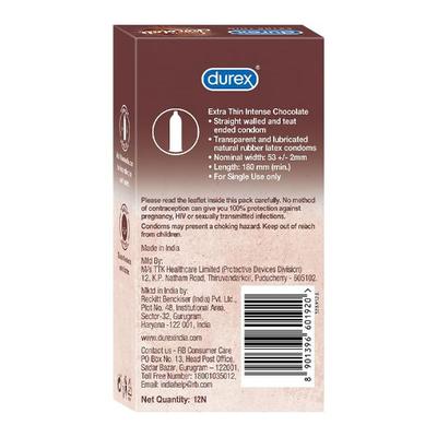 Durex Extra Thin Condoms - Intense Chocolate 12's - Plain/Flavoured Condoms