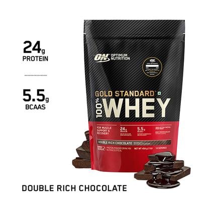 Optimum Nutrition (ON) 100% Whey Gold Standard Powder - Double Rich Chocolate 1 lb - Whey Proteins