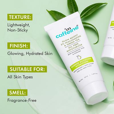 MCaffeine Green Tea & 5% Niacinamide Oil-Free Moisturizer- Reduces Blemishes & Repairs Skin Barrier 50 ml - Face Moisturizers