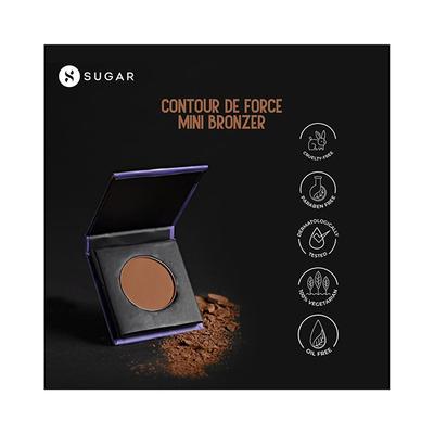 SUGAR Cosmetics Contour De Force Mini Bronzer - 02 Woody Wonder (Warm Brown) 4 gm - Bronzers