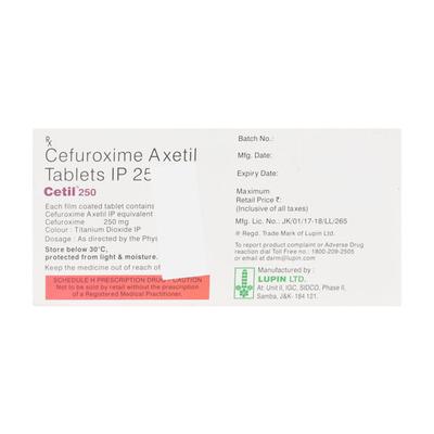 Cetil 250mg Tablet 10'S - Bacterial Infections-Cep