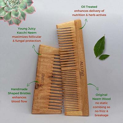 Allure Wooden Neem Comb (CS-02+CR-01) 1's - Hair Combs