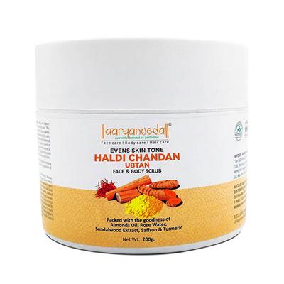 Aryanveda Haldi Chandan Ubtan Face & Body Scrub 200 gm - Scrubs & Exfoliants