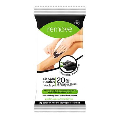 Remove Wax Strips 20 Pcs Body Strips - Active Carbon Charcoal - Flow Pack (20 Body Strips + 2 Cleaning Wipes) 1's - Shaving & Hair Removal
