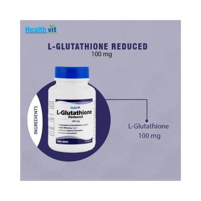 Healthvit L-Glutathione Reduced 100mg Skin Whitening Supplement-Capsules 60's - Hair & Skin
