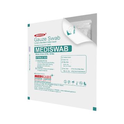 Medica Mediswab Gauze Swab 10 cm x 10 cm x 8 PLY 4's - Bandages & Dressings