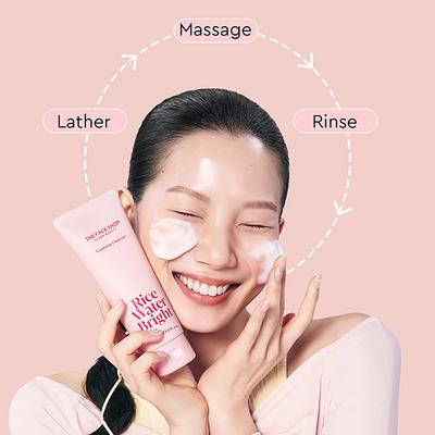 The Face Shop Rice Water Bright Foaming Cleanser - Best Korean Face Wash for Even Tone Skin 100 ml - Face Wash & Cleansers