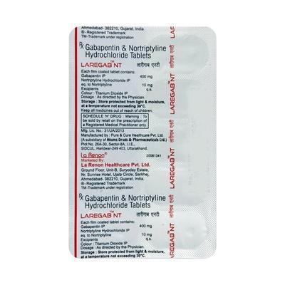 Laregab NT 400/10mg Tablet 10'S - Neuropathic Pain-Dru