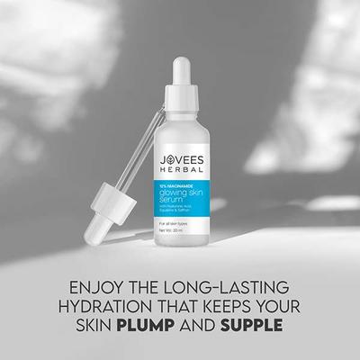 Jovees Herbal 12% Niacinamide Glowing Skin Serum with Hyaluronic Acid, Squalane and Saffron 30 ml - Face Gels