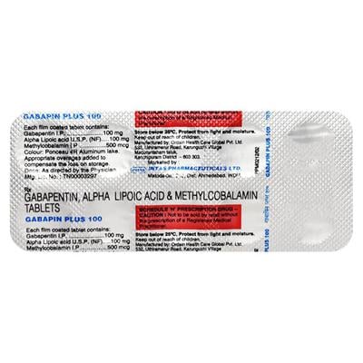Gabapin Plus 100mg Tablet 10'S - Neuropathic Pain-Dru