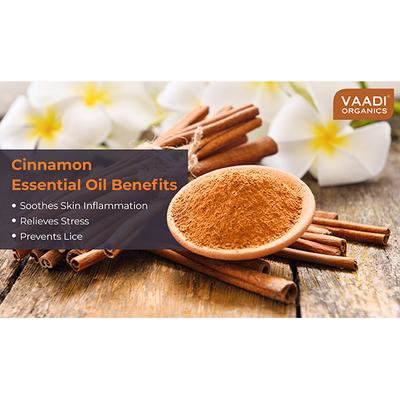 Vaadi Herbals Cinnamon Essential Oil - Soothes Skin Inflammation, Relieves Stress & Anxiety & Improves Concentration - 100% Pure Therapeutic Grade 10 ml - Essential Oils