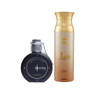 Maryaj Direction East EDP Citrus Spicy Perfume And Ajmal Wisal Deodorant Floral Musky Fragrance 300 ml - Perfumes (Edt/Edp)