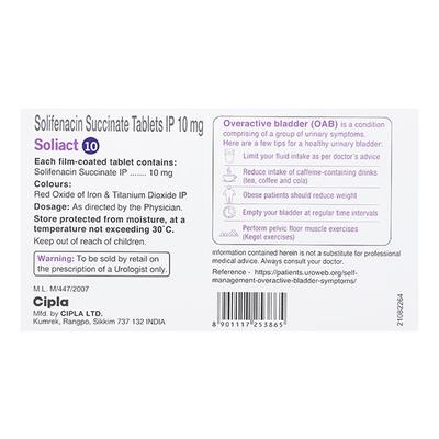 Soliact 10mg Tablet 15'S - Bladder And Prostate Disorders-Dru