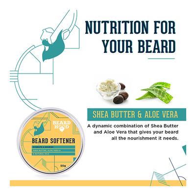 Beardhood Beard Softener - Shea Butter, Aloe Vera & 6 Natural Oils 50 gm - Beard Softener