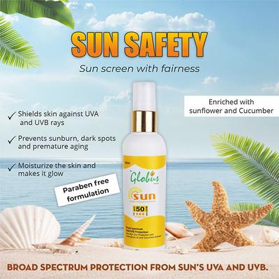 Globus Naturals Sun Screen Lotion With Lemongrass Oil And Cucumber Extract 100 ml - Face Sunscreen