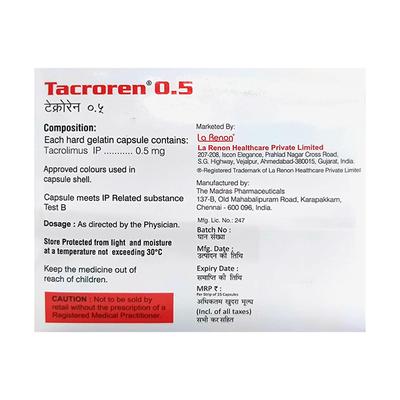 TACROREN 0.5 Capsule 15's - General-P