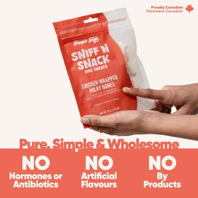 Purple Tails Sniff N Snack Dog Treats Chicken Wrapped Milky Bones 70 g - Pet Healthcare