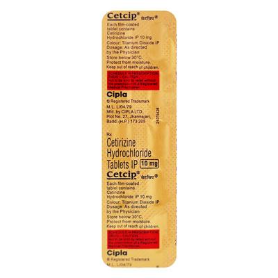 Cetcip 10mg Tablet 10'S - Allergies-Ant