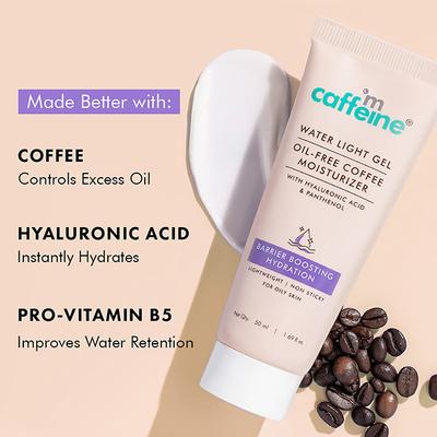 MCaffeine Oil-Free Coffee Face Moisturizer Gel with Hyaluronic Acid & Pro-Vit B5 for Deep Hydration 50 ml - Face Creams