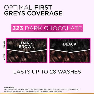 L'Oreal Paris Casting Creme Gloss Conditioning Color, 323 Sonam's Dark Chocolate Shine Masque with Royal Jelly 87.5gm+72ml 1's - Crème