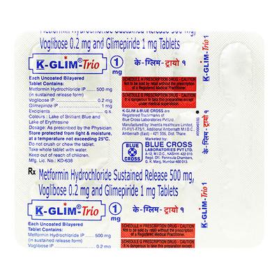 K GLIM TRIO 1mg Tablet 15's - Diabetes-Ant